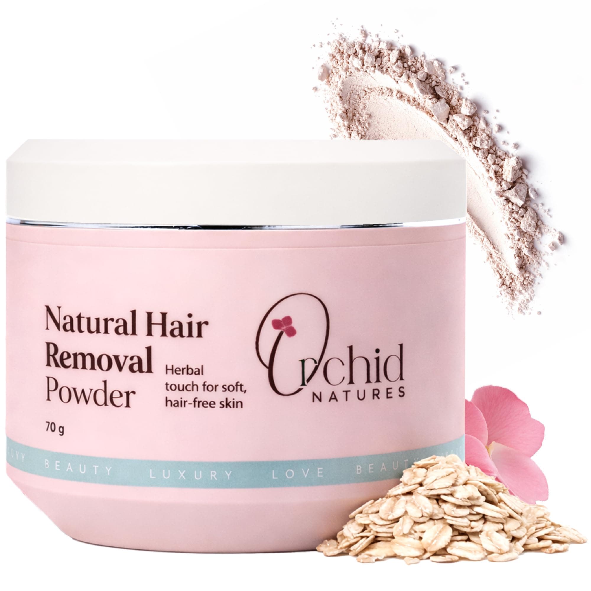 Best Hair Removal Powder for Women (70g) | Natural Hair Removal Powder with Neem & Rose | Painless Hair Remover Powder for Hands, Legs & Underarms | All Skin Types