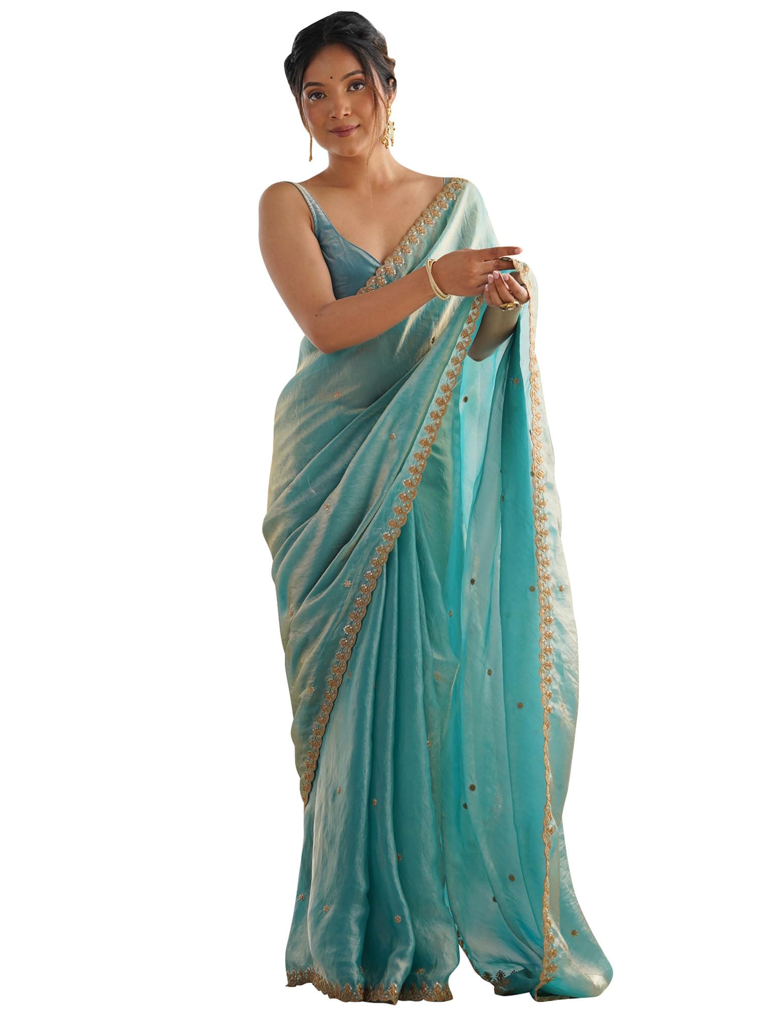 Embroidered Saree with unstiched blouse